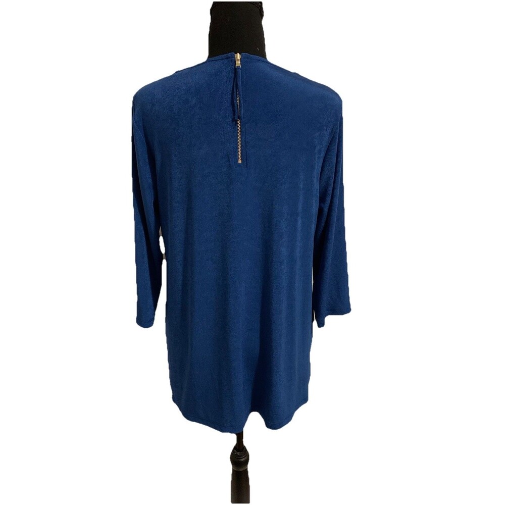 Chicos Travelers Size 1 Petite Womens Medium Petite MP Top V Neck Back Zip - Picture 2 of 6
